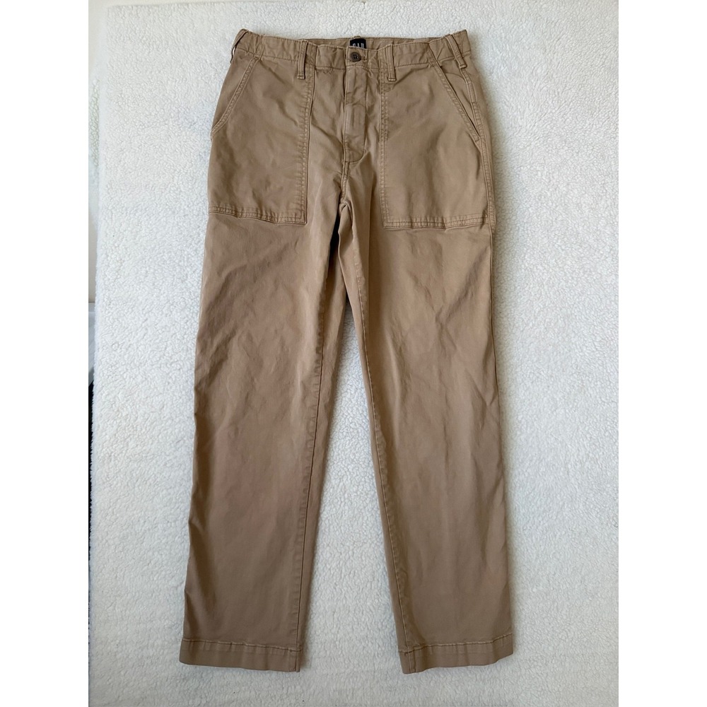 Gap Pants Mens 31x32 Beige Regular Fit Stretch Patch Pocket Chino Casual Utility